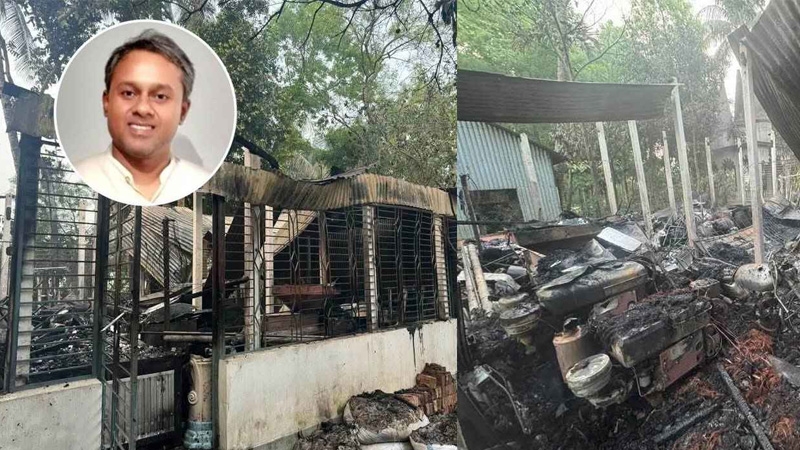 মুখাবয়ব বানানোর অভিযোগে শিল্পীর বাড়িতে আগুন