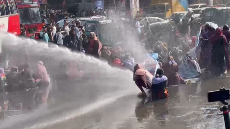 শাহবাগে শিক্ষকদের ওপর পুলিশের লাঠিচার্জ, জলকামান নিক্ষেপ