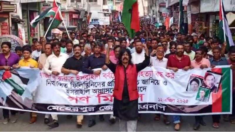 মাসুদ অরুনের নেতৃত্বে মেহেরপুর জেলা বিএনপির গণমিছিল