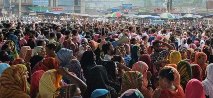 গাজীপুর শ্রমিক বিক্ষোভে ৩২ কিলোমিটার অচল মহাসড়ক