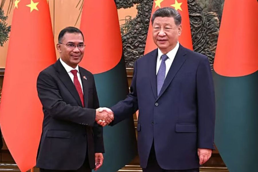 বাংলাদেশের প্রধানমন্ত্রী তারেক রহমান এবং চীনের প্রেসিডেন্ট শি জিনপিং। ছবি:পররাষ্ট্র মন্ত্রণালয়, চীন