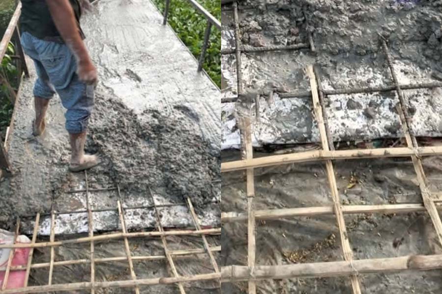 আয়রন ব্রিজে রডের বদলে বাঁশ, ব্যাপক অনিয়মের অভিযোগ