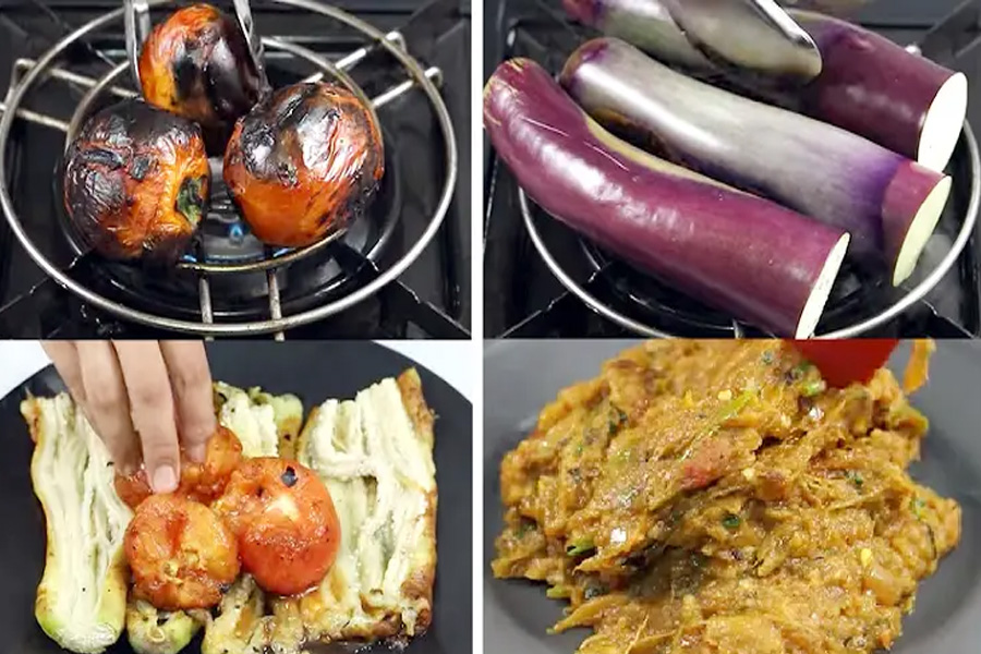 বাড়িতে সহজে তৈরি করুন সুস্বাদু বেগুন-টমেটোর ভর্তা