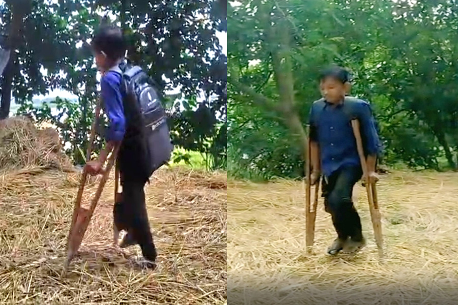 কাঠের কৃত্রিম পায়ে ভর করেই স্বপ্ন বুনছে হাসনাদুল