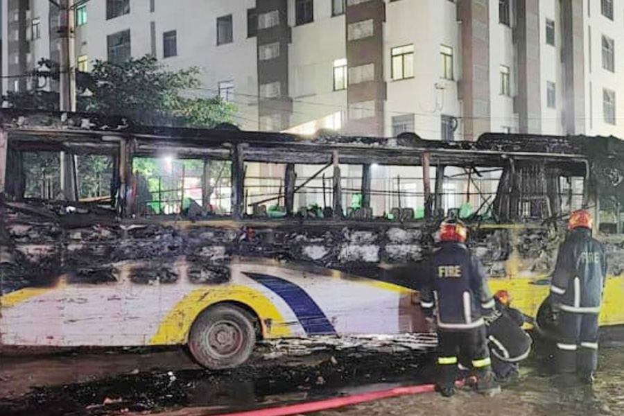 আশুলিয়ায় দাঁড়িয়ে থাকা বাসে আগুন
