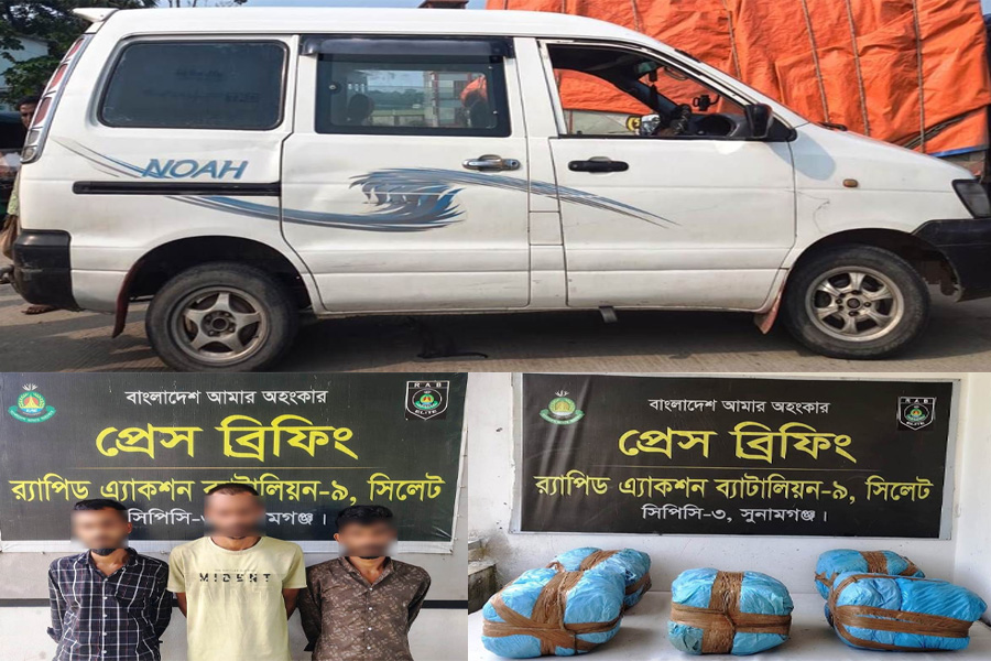 শান্তিগঞ্জে ২৫ কেজি গাঁজাসহ আটক-৩