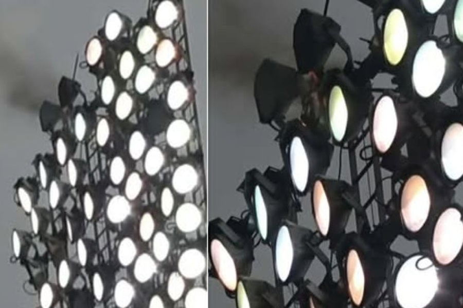 মিরপুর স্টেডিয়ামের ফ্লাডলাইটে আগুন