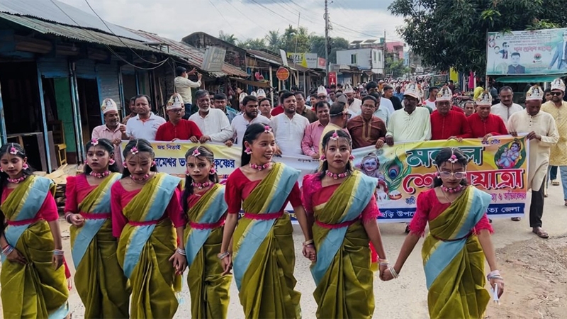 মানিকছড়িতে জন্মাষ্টমী উদযাপনে বর্ণাঢ্য শোভাযাত্রা