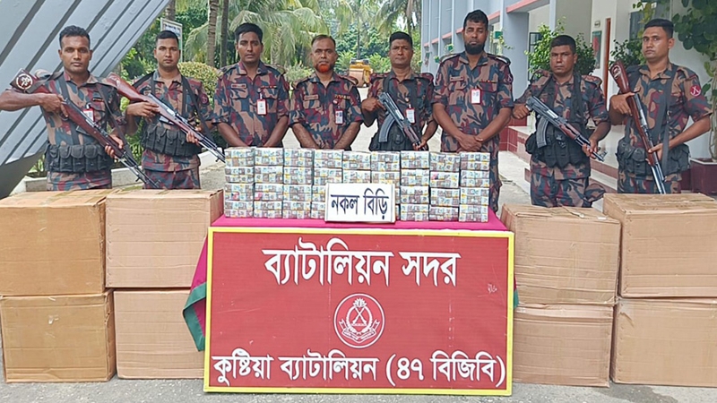 কুষ্টিয়ায় বিজিবির অভিযানে ১ কোটি ৫৬ লাখ টাকার মালামাল আটক