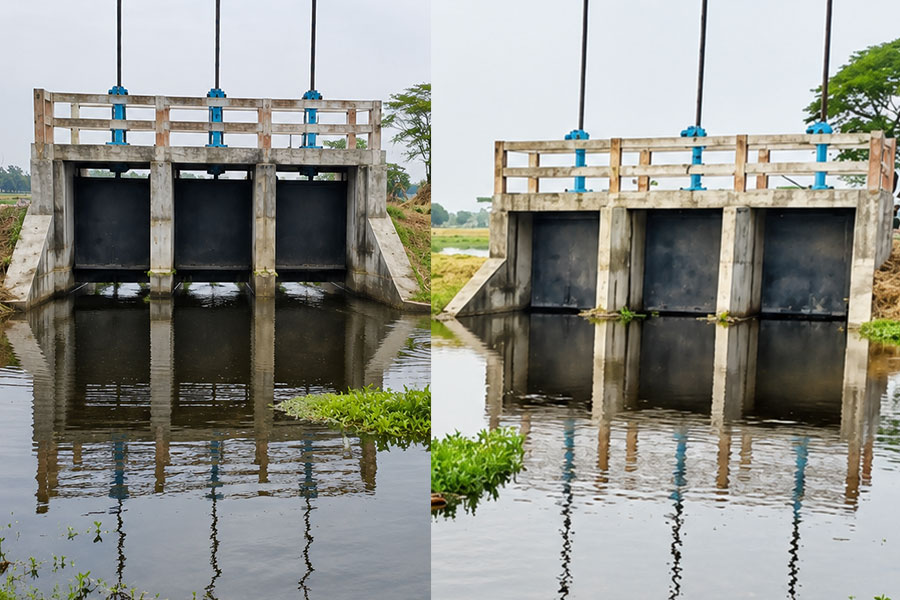 কোটি টাকার স্লুইসগেটে জলাবদ্ধতা, তলিয়ে গেল শত হেক্টর জমির ধান