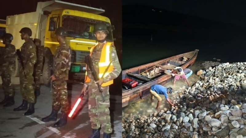 রাতভর অভিযানে লুট হওয়া সাদা পাথর উদ্ধার