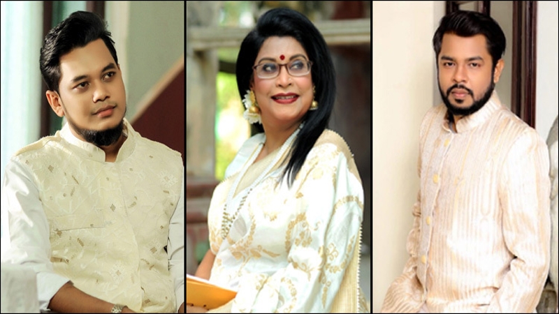 ২ তরুণ শিল্পীর সঙ্গে রেজওয়ানা চৌধুরী বন্যা