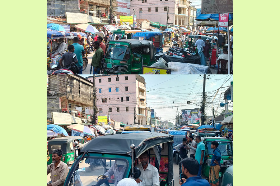 চরফ্যাশনে ‎হকার আর অবৈধ পার্কিংয়ে স্থবির প্রধান সড়ক